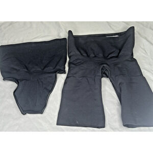 Skims Sculpt Shorts Core Control Thong Bundle Womans XS Gunmetal Black NWOT